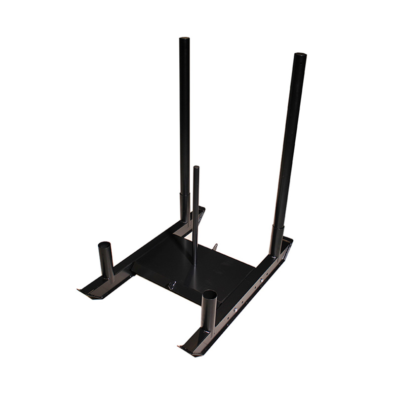 Trineo de entrenamiento negro de cuatro postes para entrenamiento de cuerpo completo